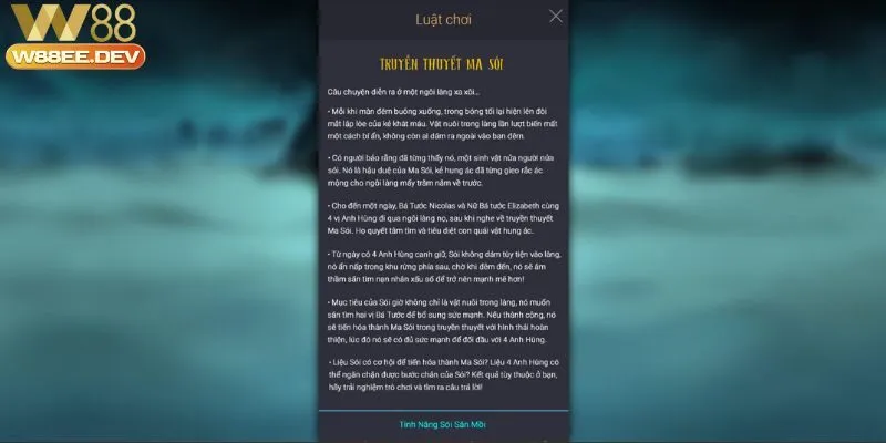 Những điểm nổi bật trong gameplay Ma Sói W88